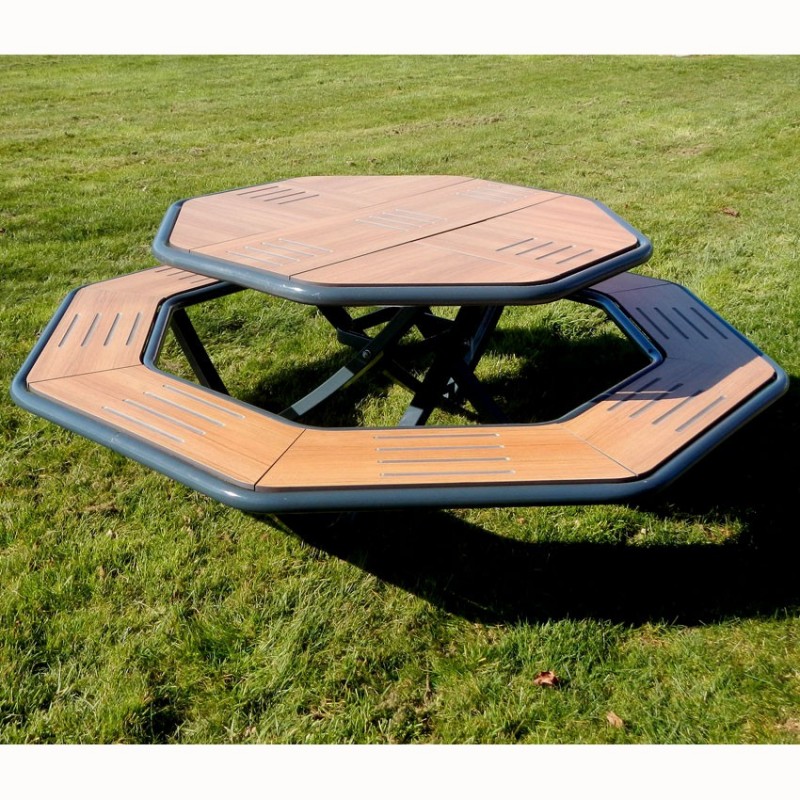 Table de piquenique octogonale, table de jardin octogonale, table d