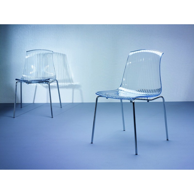 Chaise transparente en polycarbonate très robuste avec pieds en acier