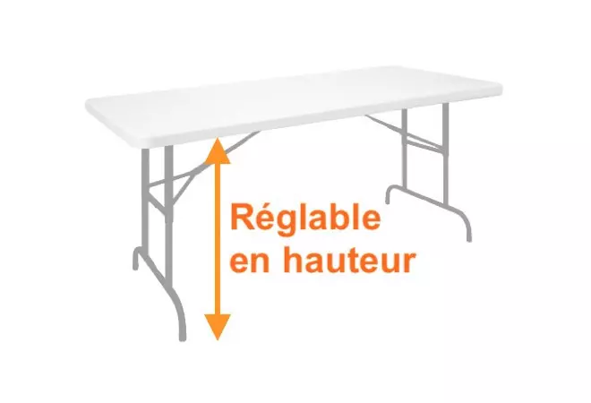 Table traiteur en plastique réglable en hauteur- Cofradis collectivités équipements