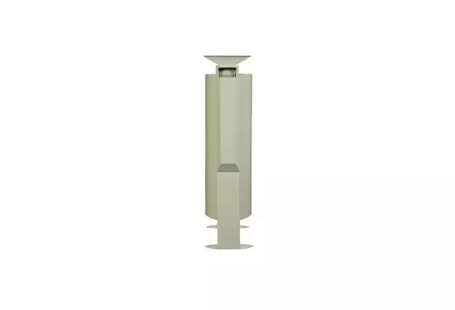 Corbeille de propreté ALGA - version 60 L sur pieds + cendrier - Gris ciment RAL 7033 - vue de profil -