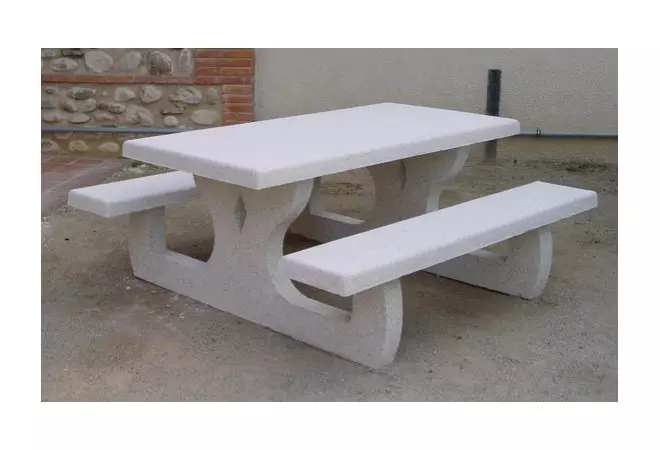 table pique nique blanche rectangulaire en béton armé Languedoc