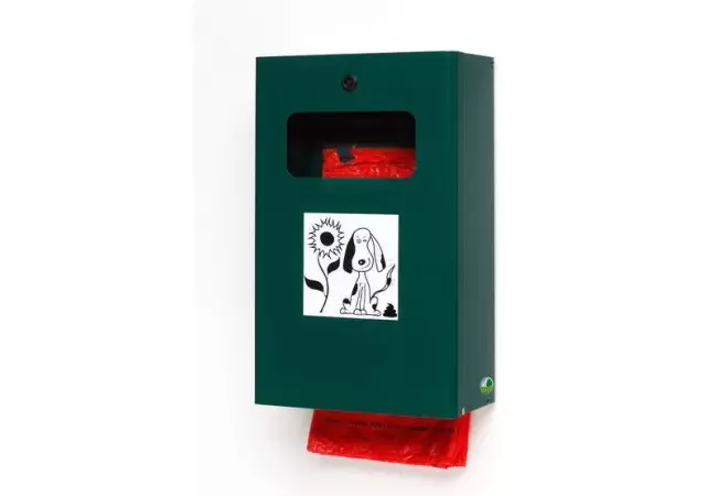 Distributeur sacs déjections canines + seau intérieur - vert - Cofradis Collectivités