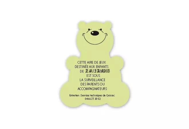 Panneau aire de jeux figurine - ours - Cofradis Collectivités