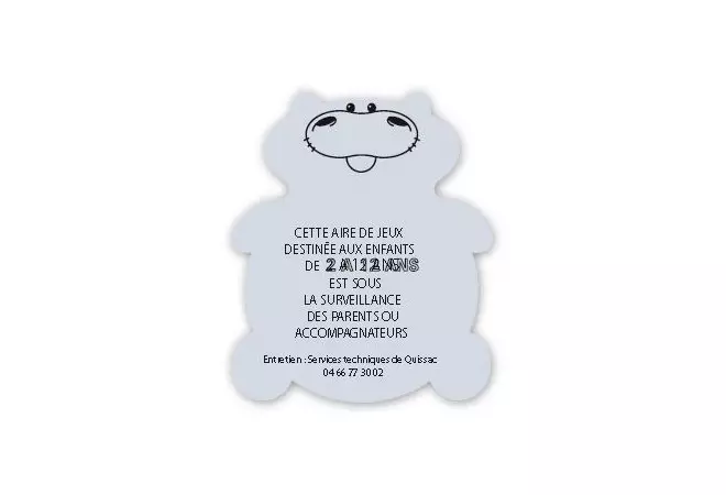 Panneau aire de jeux figurine - hippopotame - Cofradis Collectivités