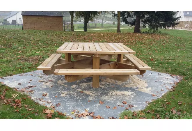 Table de pique-nique carrée en bois traité autoclave