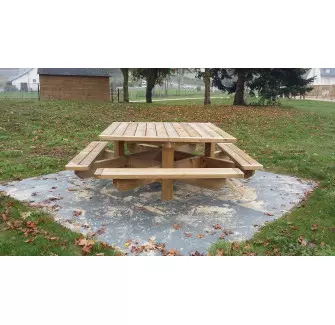 Table de pique-nique carrée en bois traité autoclave