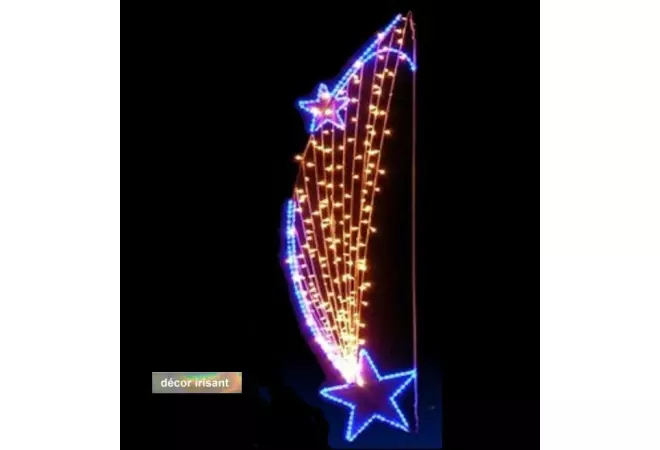 Visuel du décor pour poteau lampadaire : Chute d'étoiles filantes irisée de Cofradis Collectivités