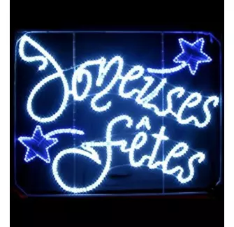 Visuel du décor texte lumineux : Vague Joyeuses Fêtes en bleue - dansant - Cofradis Collectivités