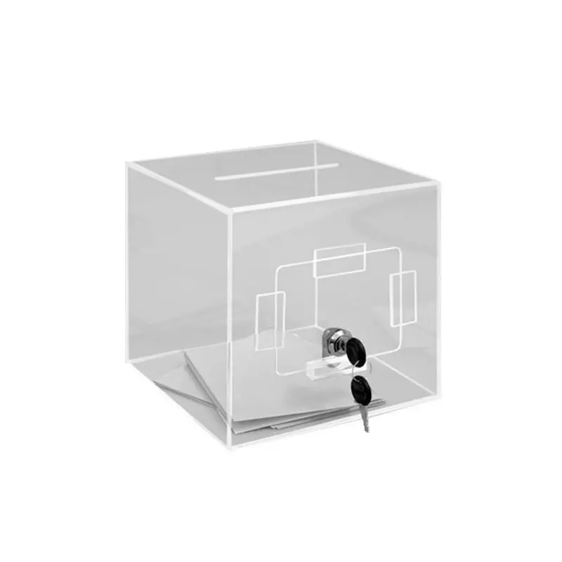 Visuel de l'urne plexi transparente de comptoir sécurisée 20 x 20 x 20 cm - Cofradis Collectivités