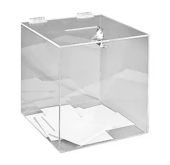 Urne de comptoir cubique en plexi transparente avec serrure - 500 bulletins - Cofradis Collectivités