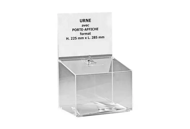 Urne électorale 500 bulletins sécurisée avec porte-affiche en plexi - Cofradis Collectivités