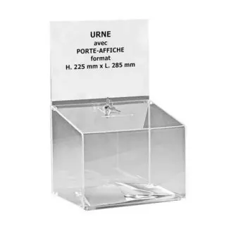 Urne électorale 500 bulletins sécurisée avec porte-affiche en plexi - Cofradis Collectivités