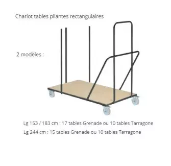 Chariot de transport pour tables pliantes rectangulaires