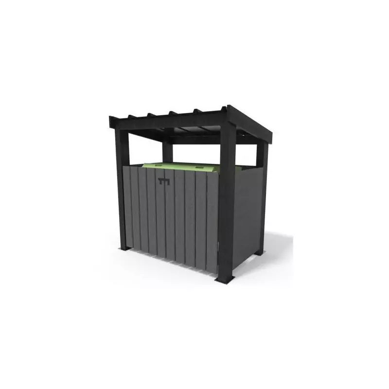 Abri cache poubelle en recyclé avec toiture
