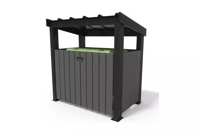 Abri cache poubelle en recyclé avec toiture