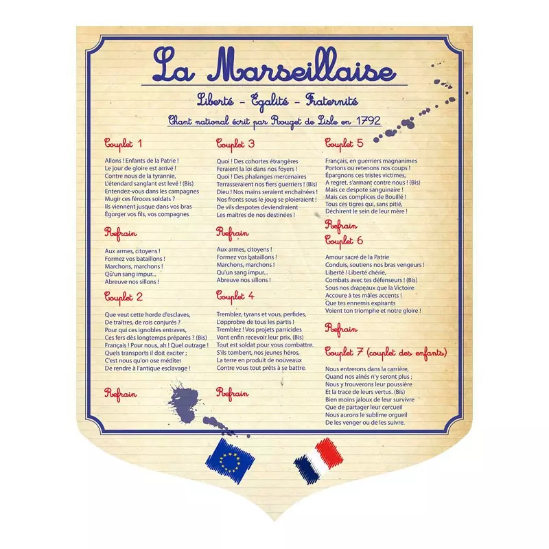 Porte-drapeaux "Hymne National" infographie cahier d'école