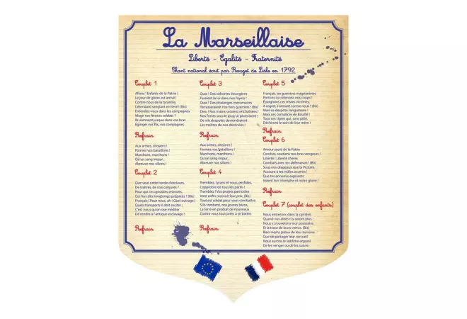 Porte-drapeaux "Hymne National" infographie cahier d'école