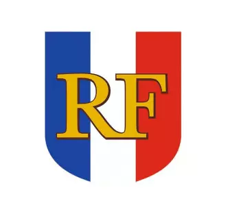 Porte-drapeaux tricolore avec initiales RF imitation or - gamme prestige