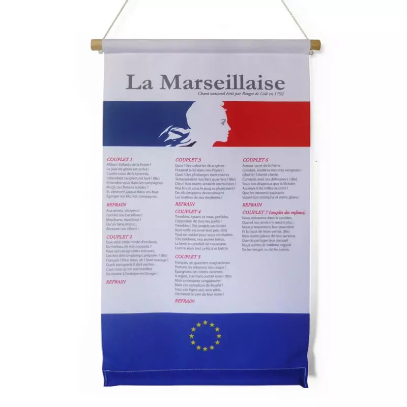 Affiche en DECOTEX à suspendre "La Marseillaise" pour collège et lycée.