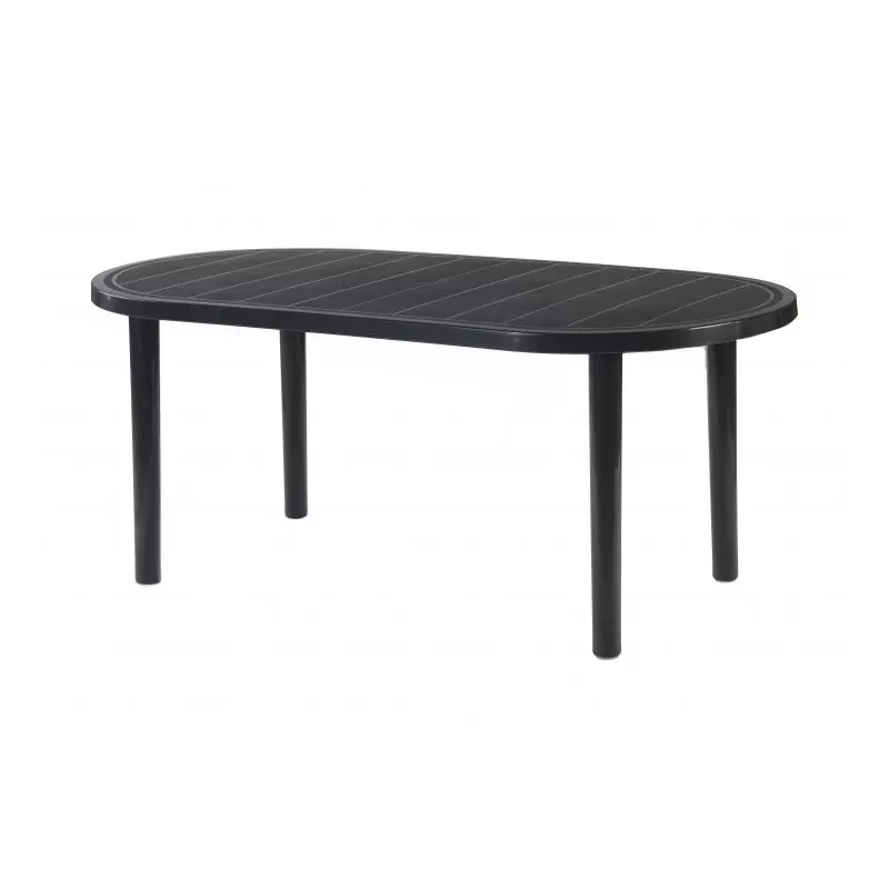Table polypro ovale noire pieds emboîtables