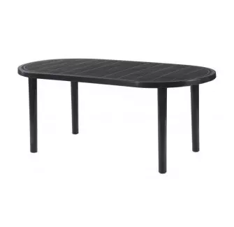 Table polypro ovale noire pieds emboîtables