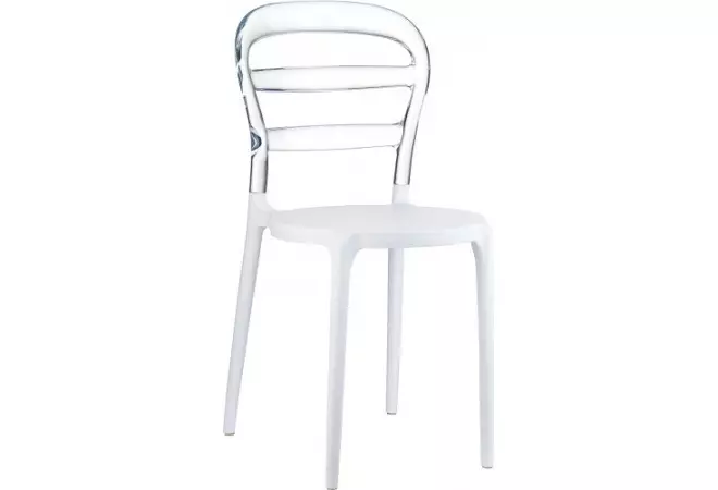 Belle chaise transparente et blanche. Chaise en 2 tons