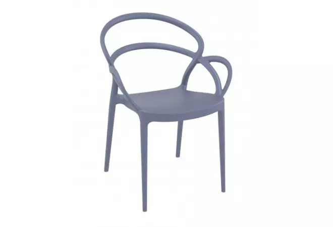 Beau fauteuil en polypro et fibre de verre gris
