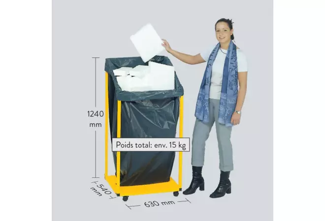 Support mobile spécial sac poubelle de grande contenance : 240 L ou 1 m3