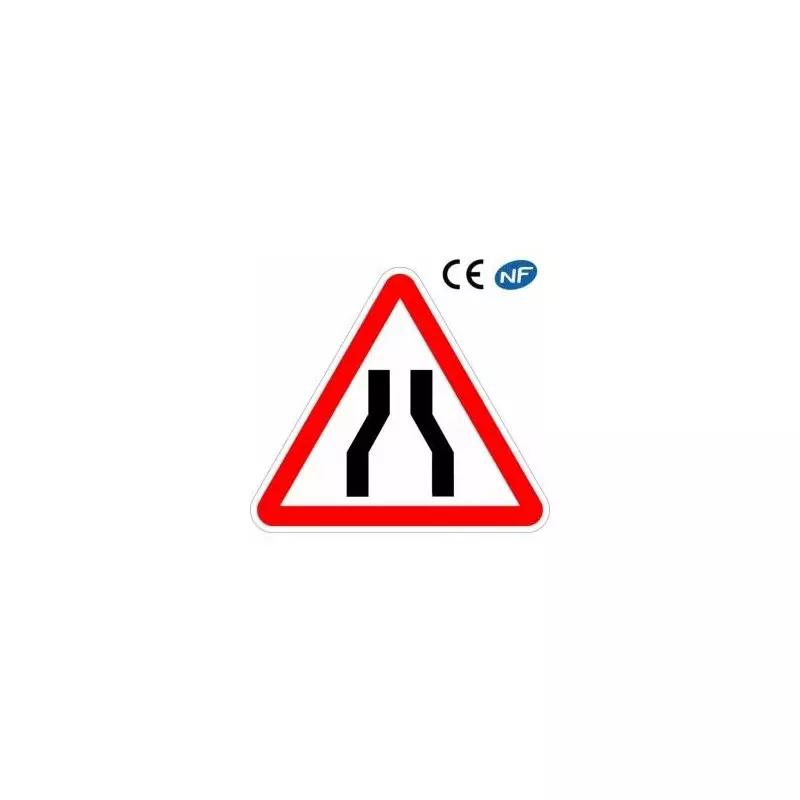 Panneau routier indiquant une chaussée rétrécie des 2 côtés (A3)