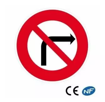 Panneau Code de la route interdiction de tourner à droite B2b