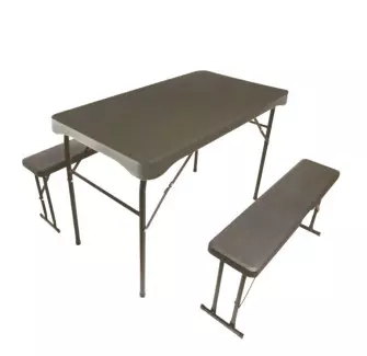 Table polypro pliante et 2 bancs assortis
