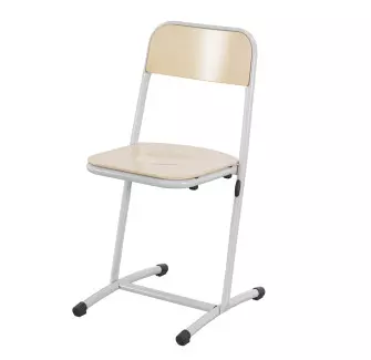 Chaise scolaire en bois et appui sur table