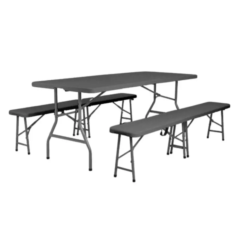 Lot 10 tables pliantes 183x76 cm + 20 bancs pliants polypro Grey Edition®