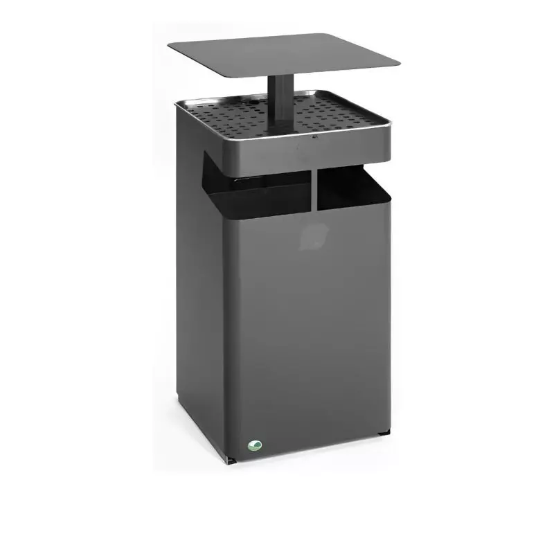 Cendrier Avec Poubelle Intégrée 48L - Design élégant, Seau Intérieur Amovible 16L, Pour Intérieur/extérieur, Noir