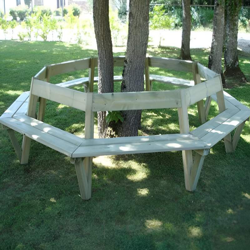Banc entourage d'arbre en bois