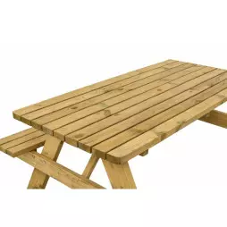 Table avec bancs intégrés plateau 9 lames Table avec bancs intégrés plateau 9 lames