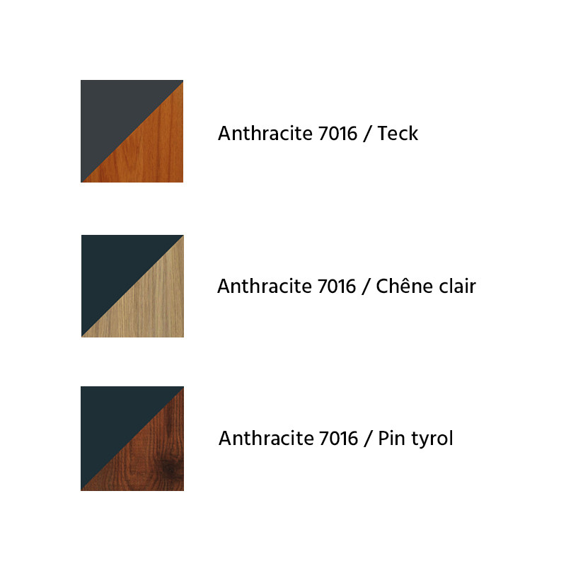 coloris du Banc compact HPL plein piètement acier