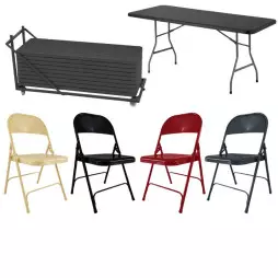 Lot de chaises et tables pliantes pour salles des fêtes