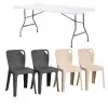 Lot de 10 tables pliantes blanches + 60 chaises monobloc Elena