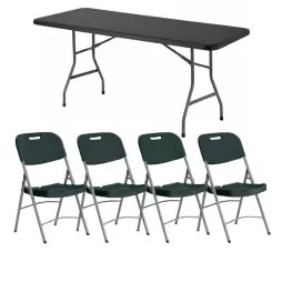 Lot de chaises et de tables grises pliantes