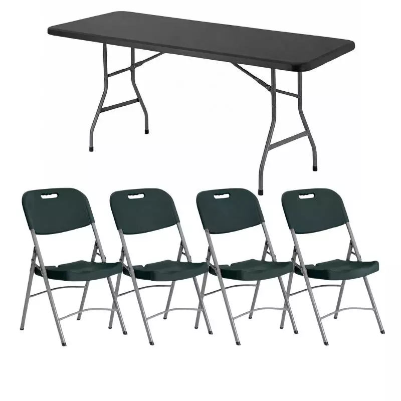 Lot de chaises et de tables grises pliantes