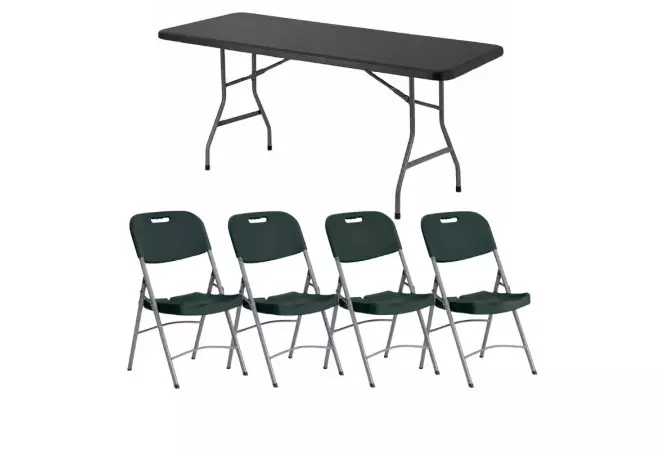 Lot de chaises et de tables grises pliantes