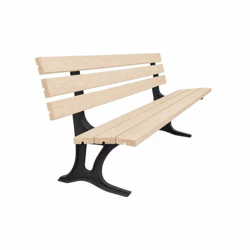Banc d'extérieur en bois de pin et fonte pour collectivités Banc d'extérieur en bois de pin et fonte pour collectivités