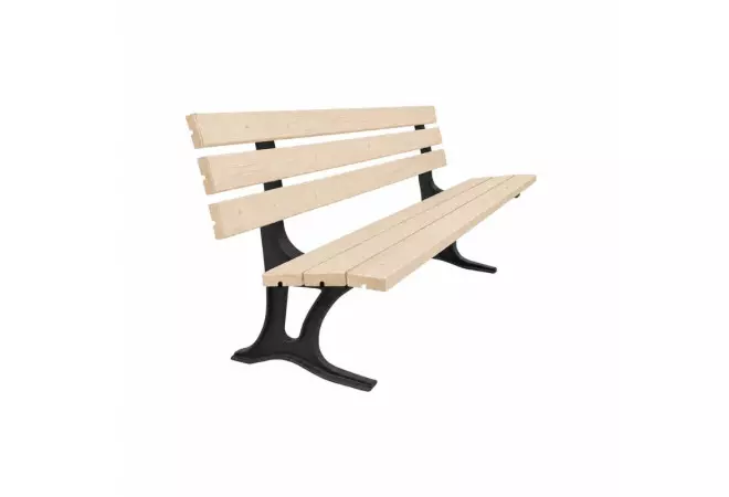 Banc d'extérieur en bois de pin et fonte pour collectivités Banc d'extérieur en bois de pin et fonte pour collectivités