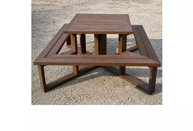Table pique-nique carrée en plastique recyclé