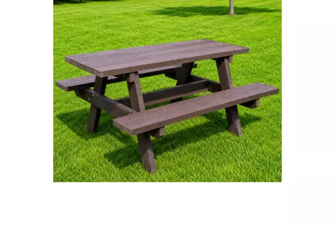 Table pique-nique rectangulaire en plastique recyclé