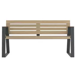 Banc espace public senior HPL coloris chêne clair vue de face