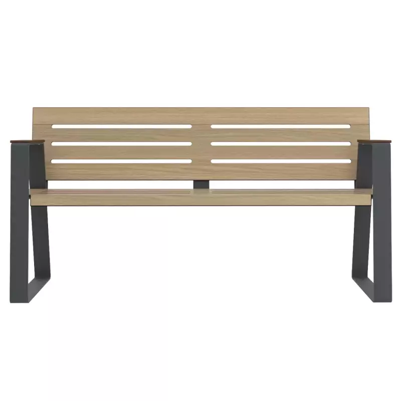 Banc espace public senior HPL coloris chêne clair vue de face
