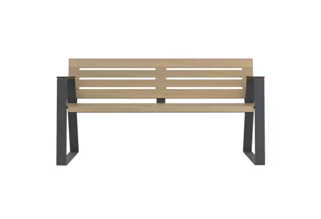 Banc espace public senior HPL coloris chêne clair vue de face