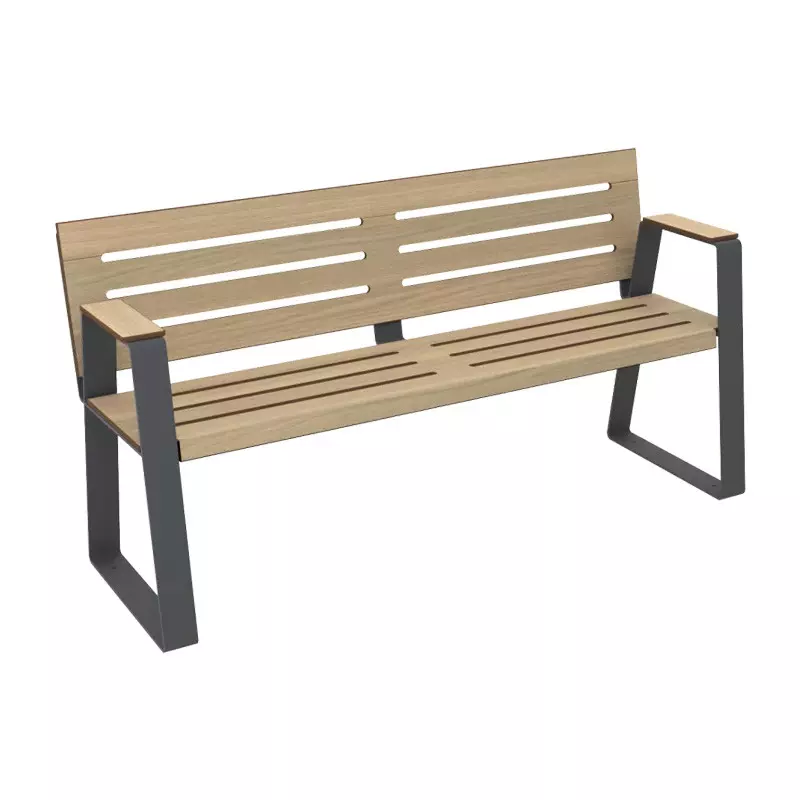Banc espace public senior HPL coloris chêne clair